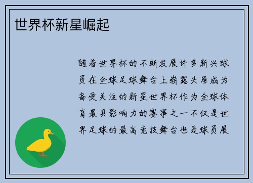 世界杯新星崛起